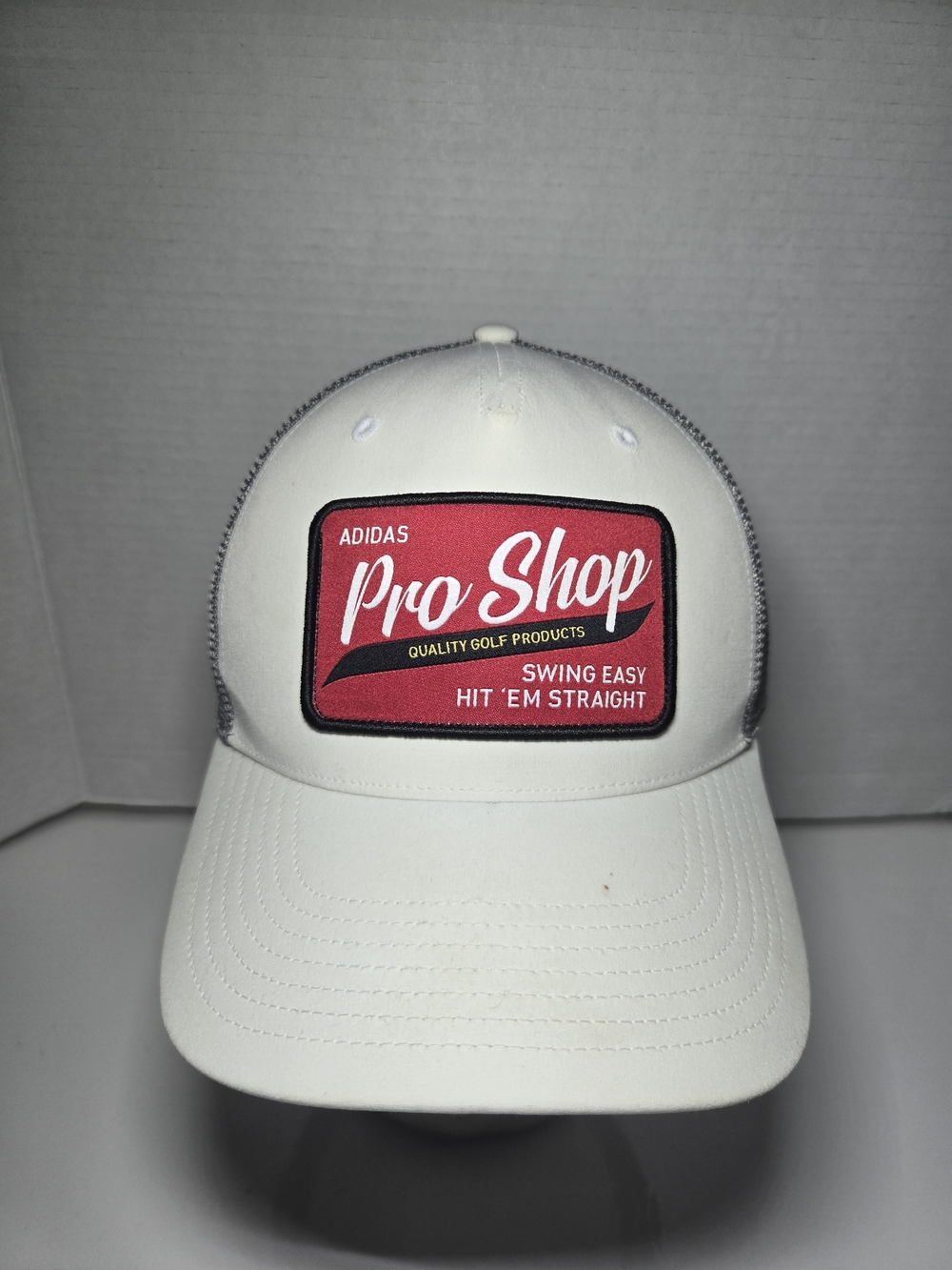 Adidas Pro Shop White Golf Trucker Hat with Red Patch
